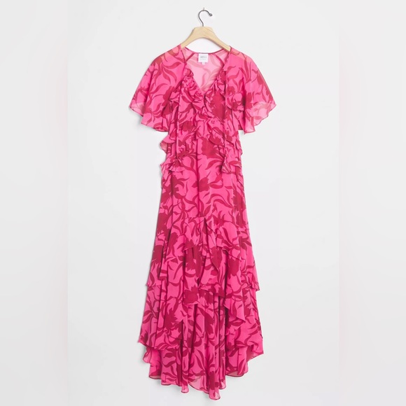Misa Los Angeles Sabrina Ruffled Maxi Dress Floral Pink Size XS NWT - Picture 8 of 8